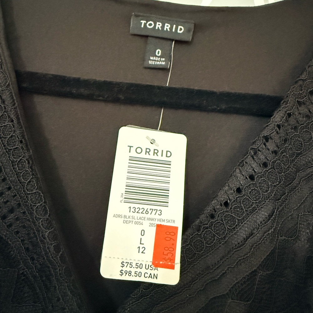 Torrid Mini Lace Handkerchief Hem Skater‎ Dress - Picture 6 of 6